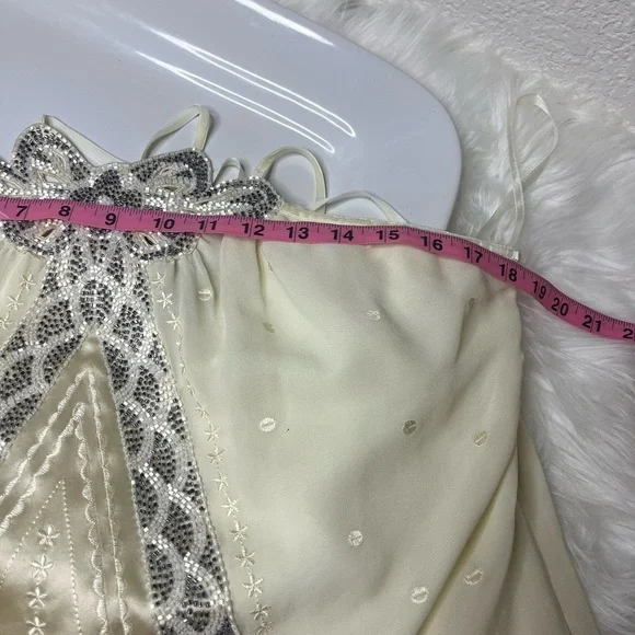 5/48 SILK VELVET STRAP CRISS CROSS BEADED EVENING BLOUSE NWT
